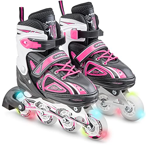Apollo Super Blades, größenverstellbare Inline Skates für Damen und Kinder, Inliner für Erwachsene, Mädchen und Jungen in den Größen 31–42, LED Inline-Skates Apollo Super Blades, größenverstellbare Inline Skates für Damen und Kinder, Inliner für Erwachsene, Mädchen und Jungen in den Größen 31–42, LED Inline-Skates von Apollo