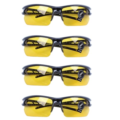 Aposous 4 x schwarze Rahmen gelbe Nachtsichtbrille Outdoor-Radbrille von Aposous