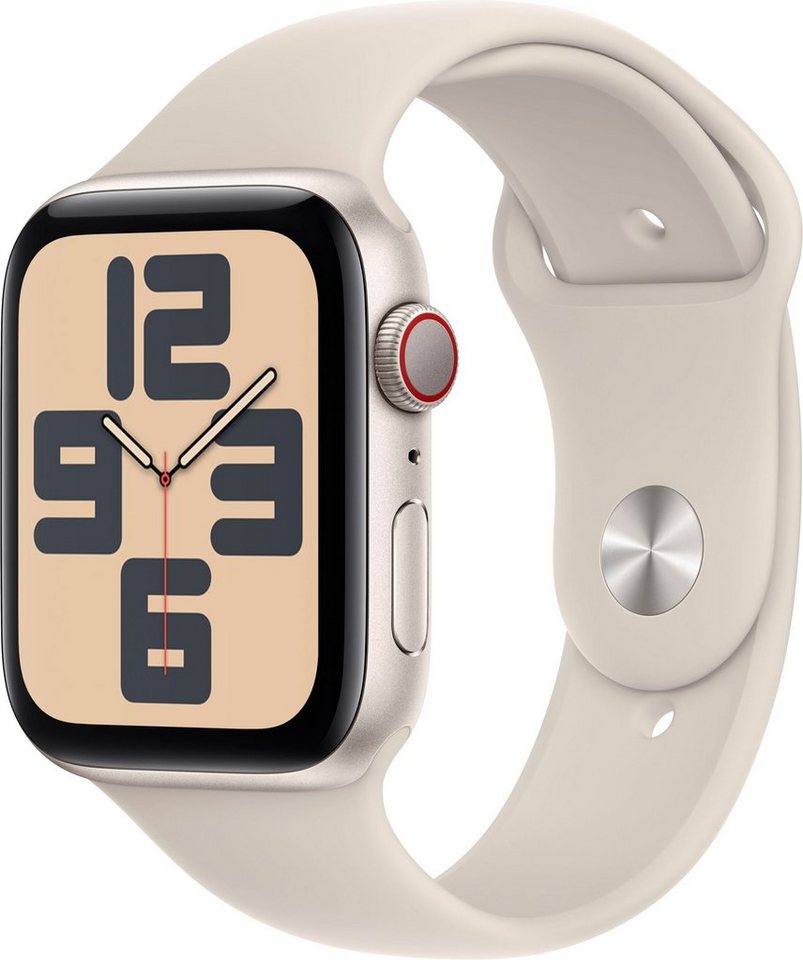 Apple Watch SE GPS Aluminium 44 mm + Cellular S/M Smartwatch (4,4 cm/1,73 Zoll, Watch OS 10), Sport Band von Apple