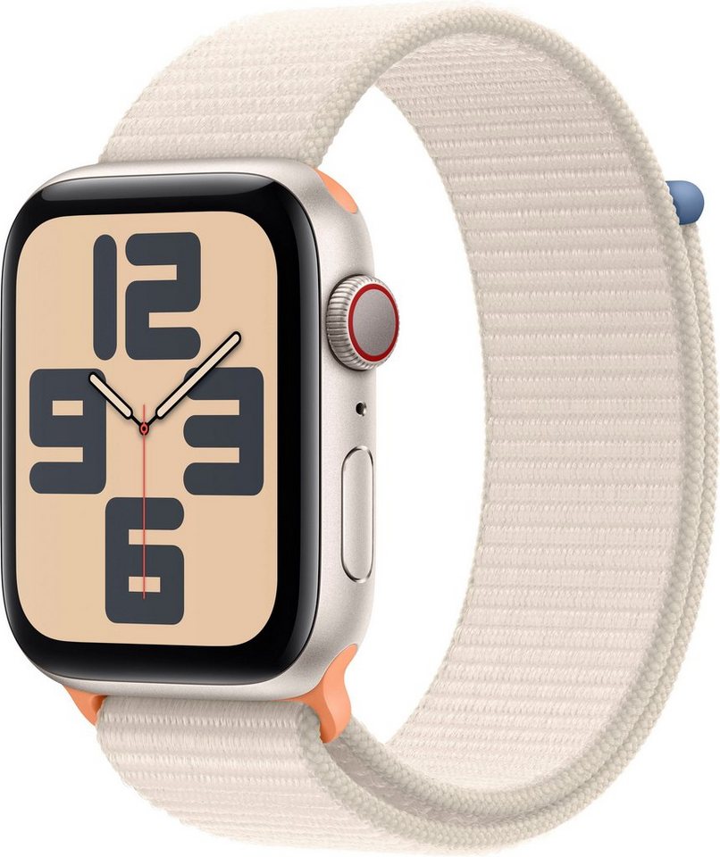 Apple Watch SE GPS Aluminium 44 mm + Cellular One-Size Smartwatch (4,4 cm/1,73 Zoll, Watch OS 10), Sport Loop von Apple