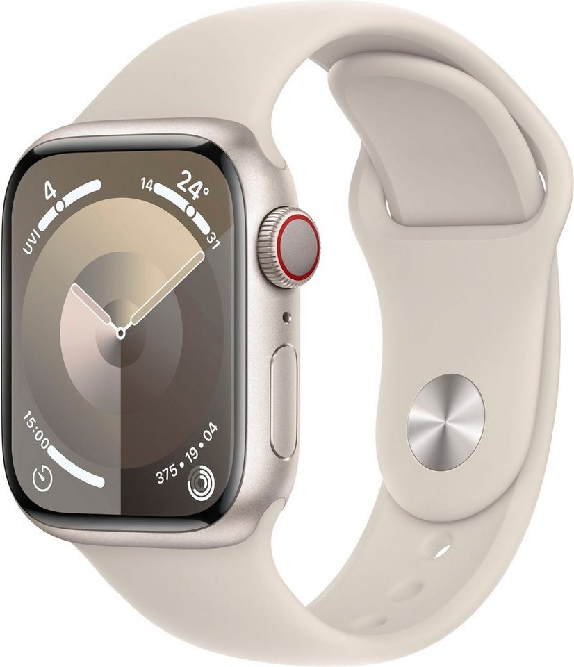 Apple Watch Series 9 GPS + Cellular 41mm Aluminium M/L Smartwatch (4,1 cm/1,61 Zoll, Watch OS 10), Sport Band von Apple