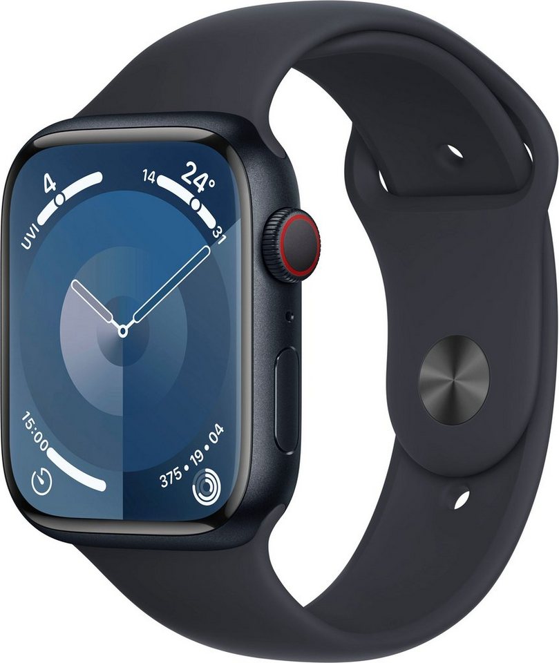 Apple Watch Series 9 GPS + Cellular 45mm Aluminium M/L Smartwatch (4,1 cm/1,77 Zoll, Watch OS 10), Sport Band von Apple