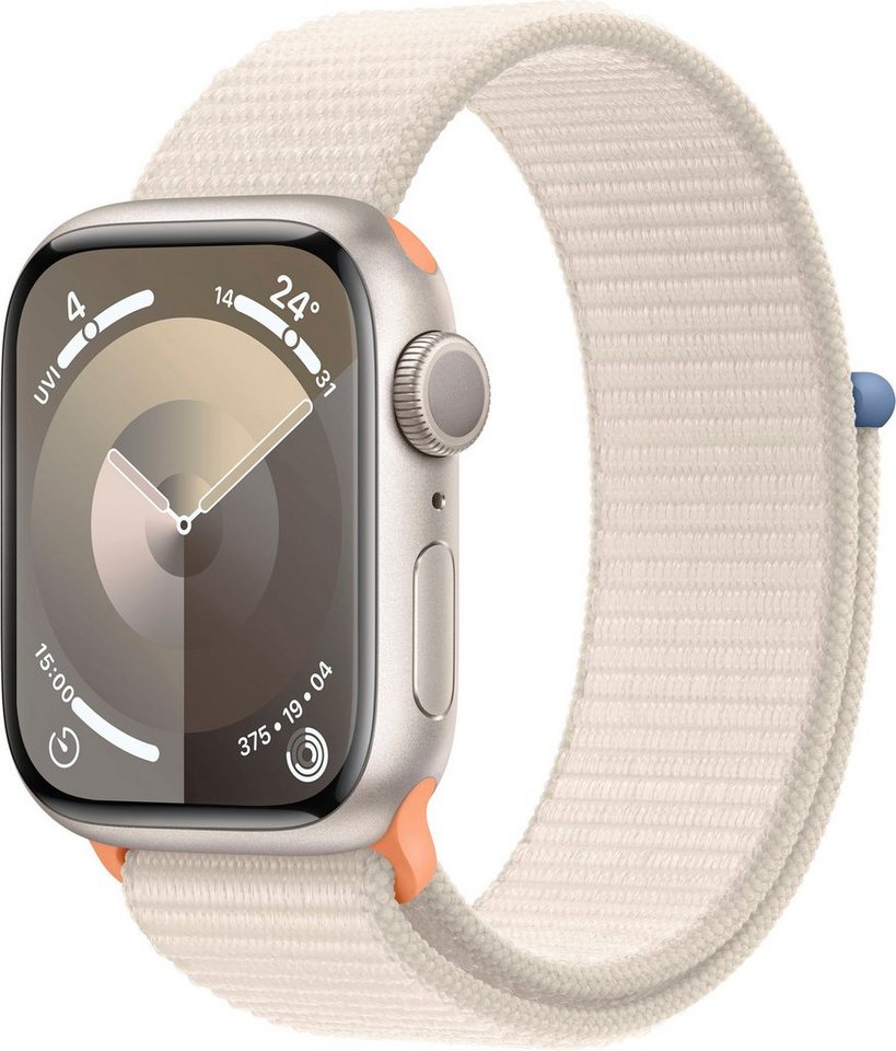 Apple Watch Series 9 GPS Aluminium 41mm One-Size Smartwatch (4,1 cm/1,69 Zoll, Watch OS 10), Sport Loop von Apple