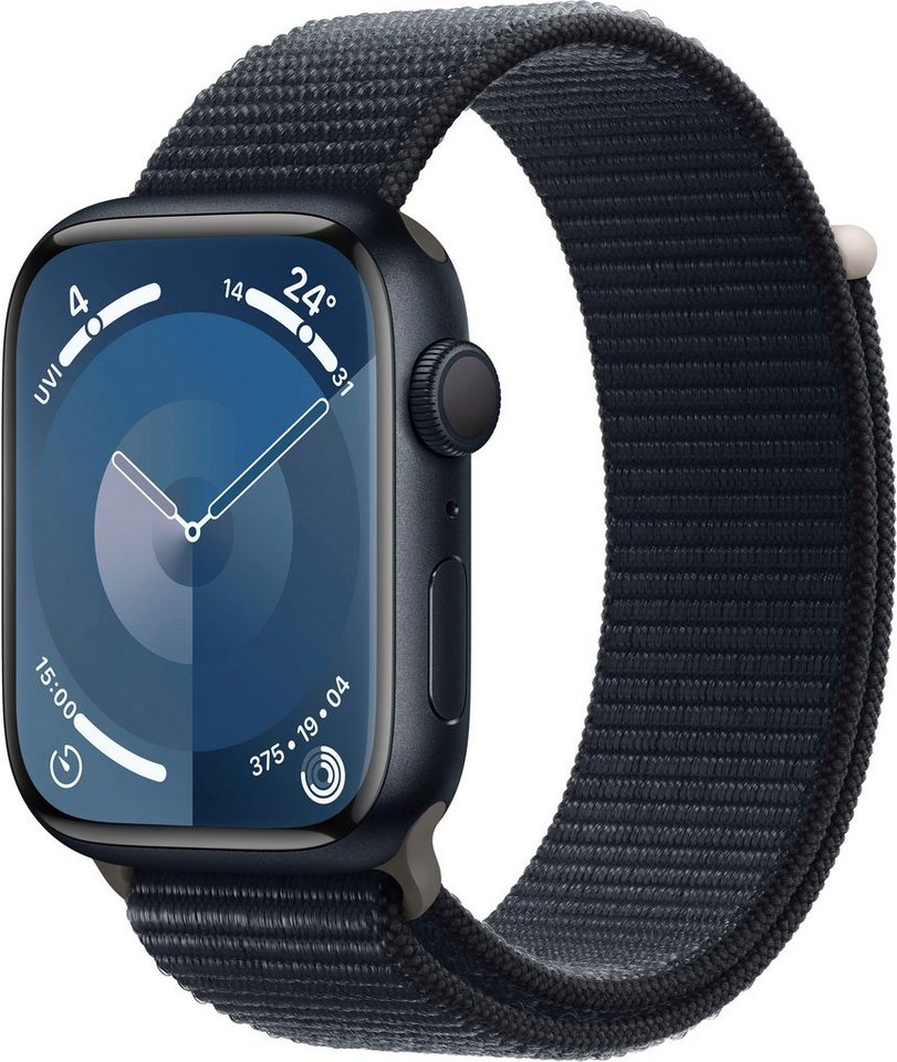Apple Watch Series 9 GPS Aluminium 45mm One-Size Smartwatch (4,5 cm/1,77 Zoll, Watch OS 10), Sport Loop von Apple