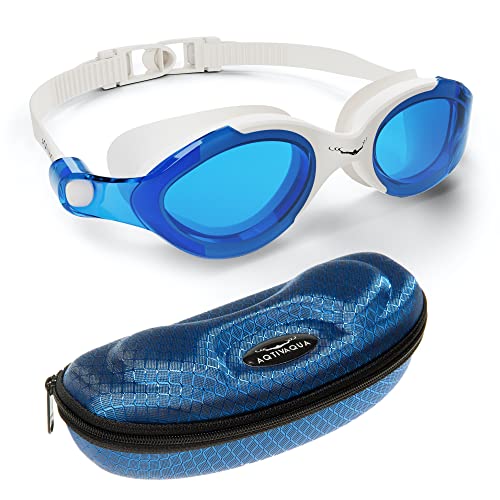 AqtivAqua Schwimmbrille Herren Damen Schwimmbrillen Erwachsene Kinder SX (Blaue Brille + Blaues Etui) von AqtivAqua