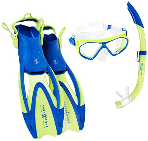 Aquasphere Unisex, Jugendliche Urchin Set bestehend aus Maske, Schnorchel und Flosse, Limettenblau, S von Aqua Lung