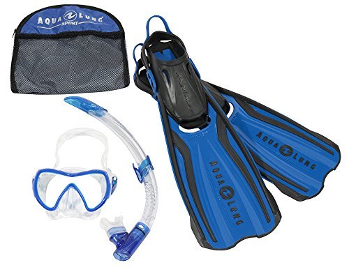 Aqua Lung Sport Amika Schnorchel Set 3-teilig INC Maske/Schnorchel/Flossen in Reisetasche, blau von Aqua Lung