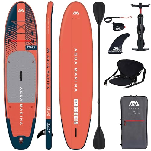 Aqua Marina Aufblasbar Sup Board Stand up Paddle AQUAMARINA Atlas Komplette Packung 366x86x15cm mit Kajak Sitz und Doppelpaddel Rot Aqua Marina Aufblasbar Sup Board Stand up Paddle AQUAMARINA Atlas Komplette Packung 366x86x15cm mit Kajak Sitz und Doppelpaddel Rot von Aqua Marina