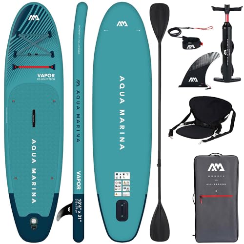 Aqua Marina Aufblasbar Sup Board Stand up Paddle AQUAMARINA Vapor Komplette Packung 315x79x15cm mit Kajak Sitz und Doppelpaddel Aqua Marina Aufblasbar Sup Board Stand up Paddle AQUAMARINA Vapor Komplette Packung 315x79x15cm mit Kajak Sitz und Doppelpaddel von Aqva Marina