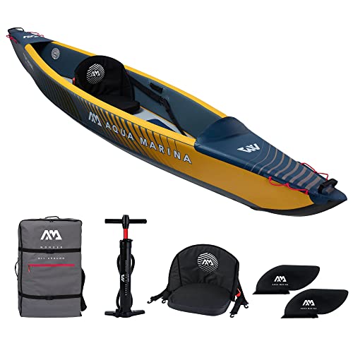 Aqua Marina Tomahawk AIR-K Hochdruck Drop-Stitch Premium Aufblasbares Kajak für 1 Person 375 cm Länge Marine/Gelb Aqua Marina Tomahawk AIR-K Hochdruck Drop-Stitch Premium Aufblasbares Kajak für 1 Person 375 cm Länge Marine/Gelb von Aqua Marina