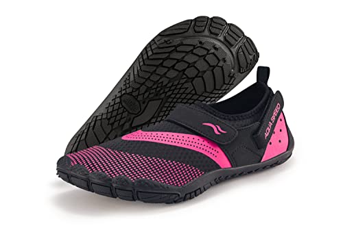Aqua Speed AGAMO modische Aqua Schuhe + Mesh Beutel | Profilsohle | Agamu - schwarz/pink | Gr.: 38 von Aqua Speed