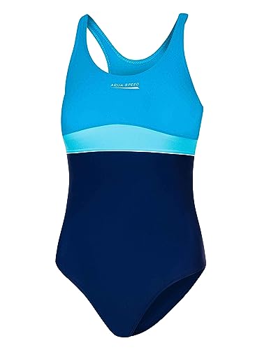 Aqua Speed Badeanzug Kinder Mädchen 6/7 Jahre | Wettkampfanzug | Schwimmanzug Einteiler blau türkis | Girls Swimsuits | Bademode | UV-Schutz | 42 Navy - Turquoise - Light Turquise | Emily von Aqua Speed