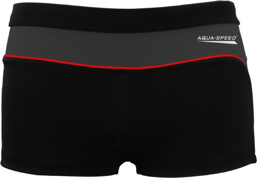 Aqua Speed Badehosen Jungen Herren | Enge Kurze Schwimmhose Trunks für Teenager | Boys Swimwear | UV Schwimmbekleidung Kordelzug | Badepants kurz | 13 schwarz - grau, Gr. M | Grant von Aqua Speed