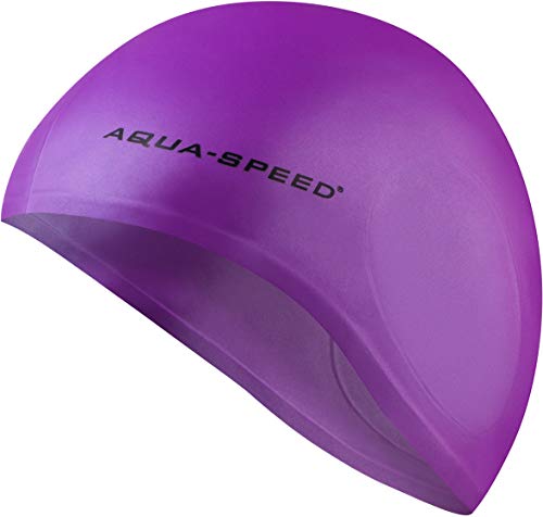 Aqua Speed Badekappe Damen Herren | Schwimmkappe Ohren | Schwimmhaube Silikon | Badehaube Mädchen Jungs | Schwimmmütze wasserdicht | Silicone Swimming Cap | Sport | Violet | Ear Cap von Aqua Speed