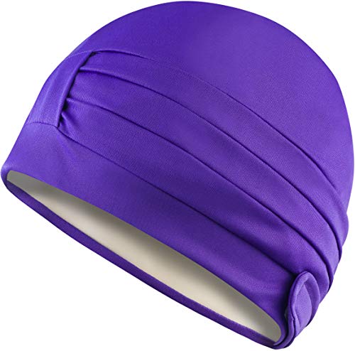 Aqua Speed Badekappe Retro | Damen Schwimmkappe elegant | Bademütze Frauen | Badehaube Sauna | Saunahaube | Womens Swimming Hat | Swim Cap | Schwimmmütze Polyester | Dark purple | Ladies Cap von Aqua Speed