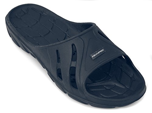 Aqua Speed Badelatschen Männer | Duschsandalen Herren | rutschfeste Badeschlappen blau | Badeslipper leicht | Slider | Slide Navy | Gr. 42 | Alabama von Aqua Speed