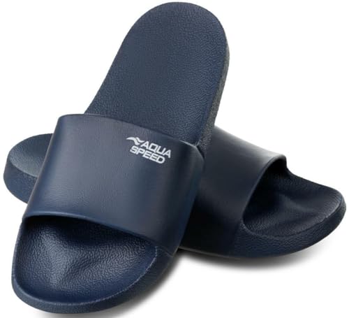 Aqua Speed - Badelatschen Ohio + kl. Fasertuch | Damen und Herren | Duschsandalen | Badeschlappen, Farbe:Navy Blau, Größe:42 von Aqua Speed