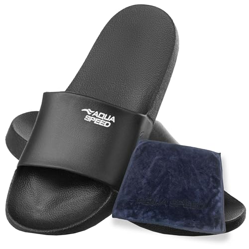 Aqua Speed - Badelatschen Ohio + kl. Fasertuch | Damen und Herren | Duschsandalen | Badeschlappen, Farbe:Schwarz, Größe:42 Aqua Speed - Badelatschen Ohio + kl. Fasertuch | Damen und Herren | Duschsandalen | Badeschlappen, Farbe:Schwarz, Größe:42 von Aqua Speed
