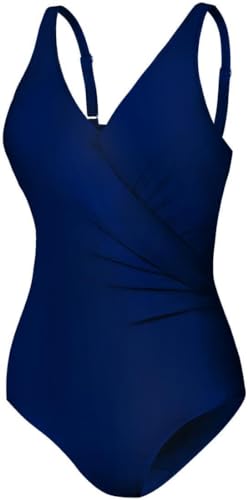 Aqua Speed Eleganter Andrea Badeanzug mit Mesh-Details und Bauchkontrolle, Größen:40, Farbe:Blau von Aqua Speed