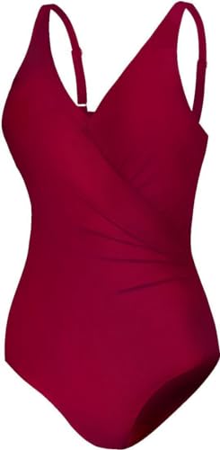 Aqua Speed Eleganter Andrea Badeanzug mit Mesh-Details und Bauchkontrolle, Größen:44, Farbe:Rot von Aqua Speed