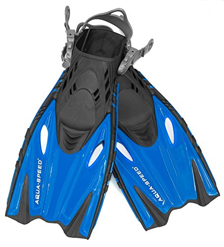 Aqua Speed Flossen Kinder verstellbar I Schwimmbadeflossen Kind I Taucherflossen flexibel I Kurze Trainingsflossen I Schwimmflossen langlebig I Blau, Gr. 27/31 I Bounty von Aqua Speed