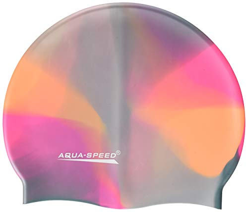 Aqua-Speed Herren Bunt Silicone S Multicolor Badekappe, Orange/Pink/Grau, Einheitsgröße von Aqua-Speed