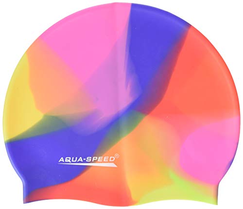 Aqua-Speed Herren Bunt Silicone S Multicolor Badekappe, Rosa/Dunkelblau/Rot/Gelb, Einheitsgröße von Aqua-Speed