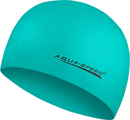 Aqua Speed MEGA Türkise wasserdichte Badekappe | Damen & Herren | Sport Bademütze | Schwimmen Badehaube | Schwimmhaube für Erwachsene Kinder | Silikon | Türkis 12 von Aqua Speed