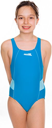 Aqua Speed Ruby Badeanzug Mädchen | Einteiler | UV-Schutz | Blickdicht | Chlorresistent | Anti-Pilling | Schwimmanzug, Farbe:Türkis, Größe:140 von Aqua Speed
