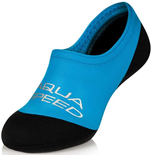 Aqua Speed Socks für Damen Teenager | blaue Neoprensocken Schwimmen | Water Socken | rutschfeste Neopren Badesocken | Tauchsocken elastisch | Aquasocken leicht | 01 – Blau | Gr. 36-37 | Neo von Aqua Speed