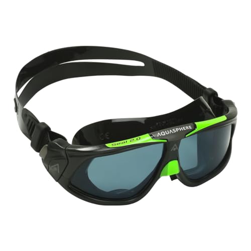 Aqua Sphere Men's Swimming Goggles Seal 2.0 Adult Fitness Pool Black/Green - Smoke von Aquasphere