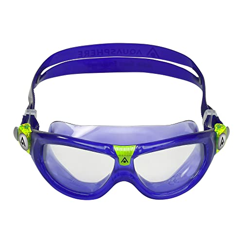 Aqua Sphere Seal Kid 2 Schwimmbrille – ultimative Unterwassersicht, bequem, kratzfeste Gläser, hypoallergen – Unisex-Kinder, klare Gläser, violetter Rahmen von Aqua Sphere