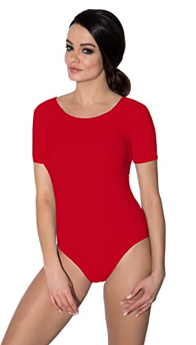 Aquarti Damen Ballett Trikot Kurzarm Gymnastik Tanz-Body, Farbe: Rot, Größe: 36 von Aquarti