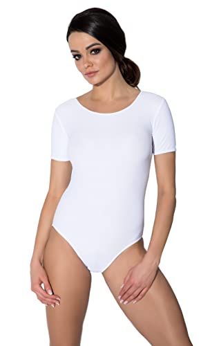 Aquarti Damen Ballett Trikot Kurzarm Gymnastik Tanz-Body, Farbe: Weiß, Größe: 38 Aquarti Damen Ballett Trikot Kurzarm Gymnastik Tanz-Body, Farbe: Weiß, Größe: 38 von Aquarti