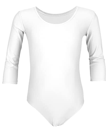 Aquarti Mädchen Ballett Trikot 3/4 Arm Gymnastik Ballettanzug, Farbe: Weiß, Größe: 116 Aquarti Mädchen Ballett Trikot 3/4 Arm Gymnastik Ballettanzug, Farbe: Weiß, Größe: 116 von Aquarti