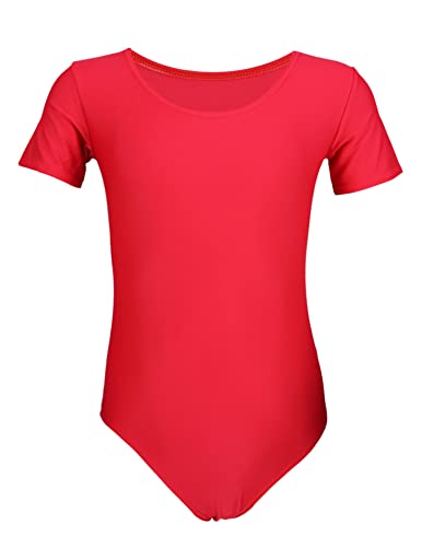 Aquarti Mädchen Gymnastikanzug Kurzarm Ballett Trikot, Farbe: Rot, Größe: 116 Aquarti Mädchen Gymnastikanzug Kurzarm Ballett Trikot, Farbe: Rot, Größe: 116 von Aquarti
