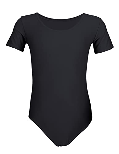 Aquarti Mädchen Gymnastikanzug Kurzarm Ballett Trikot, Farbe: Schwarz, Größe: 116 Aquarti Mädchen Gymnastikanzug Kurzarm Ballett Trikot, Farbe: Schwarz, Größe: 116 von Aquarti