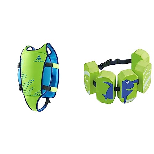 Aqua Sphere Unisex Jugend Swim Vest Schwimmweste, Grün, L (3-6Y) & Beco 96071 8 - Schwimmgürtel Sealife, für 3-6 Jahre, 19-30 kg, grün von Aquasphere