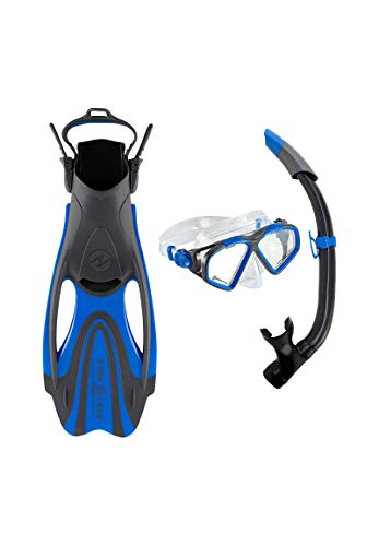 Aquasphere Hawkeye Set bestehend aus Maske, Schnorchel und Flosse, Blau/Dunkelgrau, S von Aqua Lung