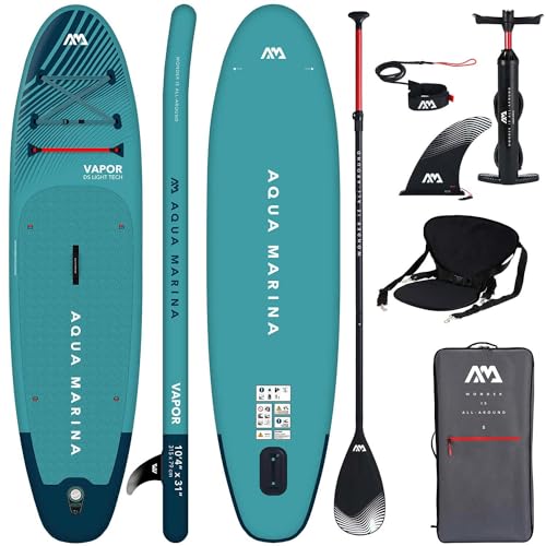 Aqua Marina Aufblasbar Sup Board Stand up Paddle AQUAMARINA Vapor Komplette Packung 315x79x15 cm mit Kajak Sitz von Aqva Marina