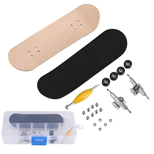 5-lagige Finger-Skateboards aus Ahornholz, Ausgestattet mit Vollständig Geschlossenen Lagerrädern, Dickem PU-Pad, Elastischem Gummi, Komplettes Set mit Box für Fingerbo (Black) von Aramox