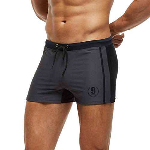 Arcweg Badehose Herren Eng Kurz Badeshorts mit Tunnelzug Schwimmhose Wassersport Kurze Hose UV Schutz Jungen Schwimmwear Grau XL(EU)-MarkeGröße XXL von Arcweg