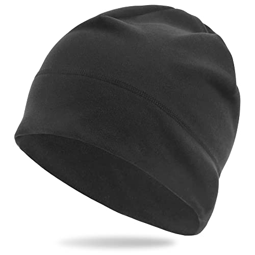 Arcweg Laufmütze Herren Winter Warm Radmütze Winddicht Fleece Mütze Unter Helm Helmmütze Elastisch Sportmütze Weich für Laufen Radfahren Skifahren Motorradfahren Outdoor Unisex 56-61 cm (Schwarz) von Arcweg