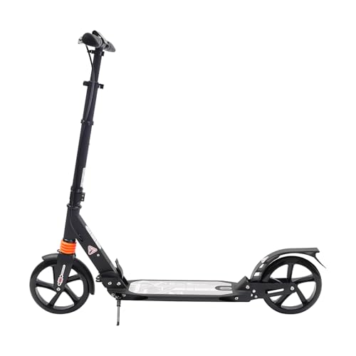 City Scooter Zusammenklappbarer Tretroller, höhenverstellbar Doppelbremsen Maximale Belastung 100kg Tretroller mit Schutzblechen und Ständer, Roller für Erwachsene und KinderTretroller (Schwarz) von Areao