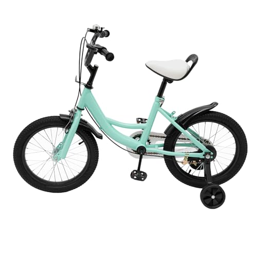 Kinderfahrrad, 16-Zoll-Jungenfahrrad, MäDchenfahrrad, Armlehnen Verstellbar, Kinderfahrrad Mit Schutzblechen Vorne Und Hinten Und StüTzräDern (Grün) von Areao