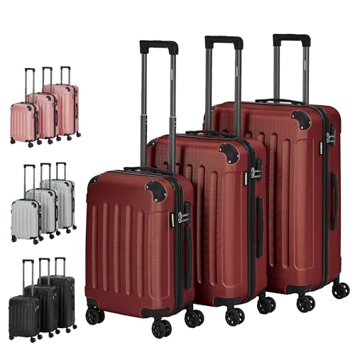 Arebos 3tlg. Hartschalenkofferset I ABS-Hartschale I Trolley Kofferset I Reisekoffer mit Teleskopgriff I Inkl. Reißverschluss-Schloss, 360° Rollen I Reisekofferset M-L-XL | Rot Arebos 3tlg. Hartschalenkofferset I ABS-Hartschale I Trolley Kofferset I Reisekoffer mit Teleskopgriff I Inkl. Reißverschluss-Schloss, 360° Rollen I Reisekofferset M-L-XL | Rot von Arebos