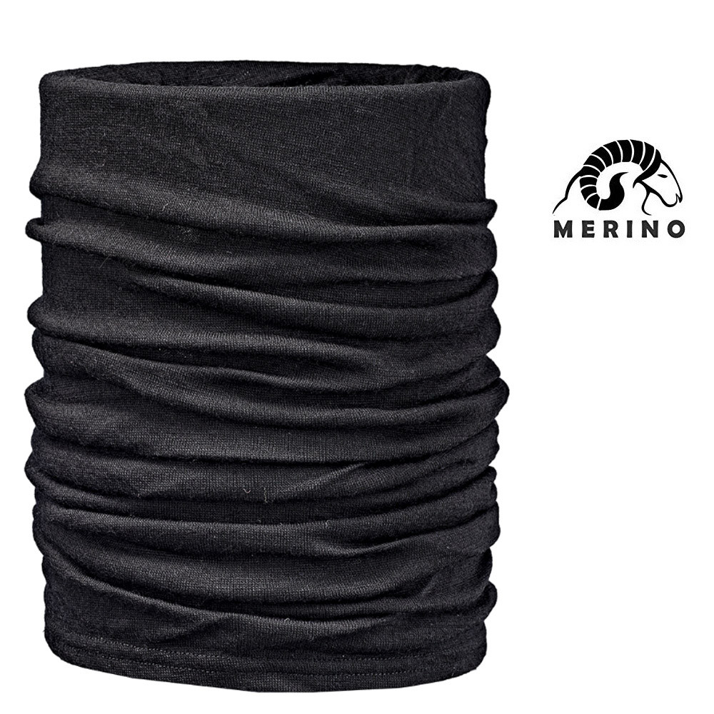 ARECO - MERINO Multifunktions-Halstuch Mütze Schal Neckwarmer, schwarz von Areco