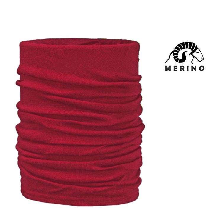 ARECO - MERINO Multifunktions-Halstuch Mütze Schal Neckwarmer - rot von Areco