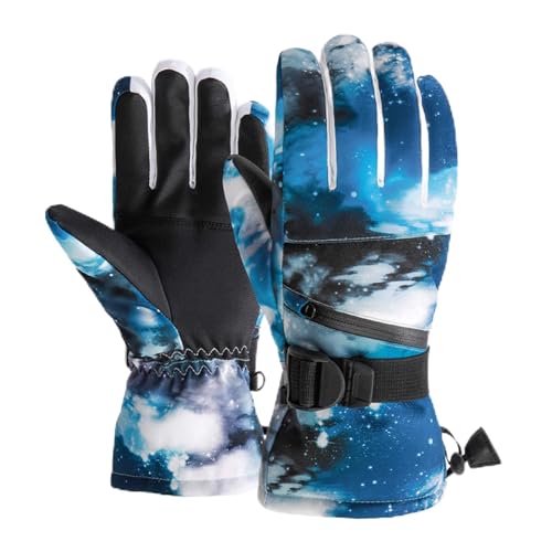 Arecobticy Handschuhe, wasserdichte Winterhandschuhe für Erwachsene, kaltes Wetter, Snowboard, Rennrad, mit Schnalle, Verlustprävention von Arecobticy