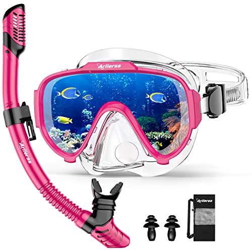 Arlierss Schnorchelset Erwachsene, Schnorchelset mit Anti-Fog Taucherbrille und Trocken Schnorchel,Taucherbrille Erwachsene mit Linse Gehärtetem Glas zum Schnorcheln, Schwimmen und Tauchen -Rosa Arlierss Schnorchelset Erwachsene, Schnorchelset mit Anti-Fog Taucherbrille und Trocken Schnorchel,Taucherbrille Erwachsene mit Linse Gehärtetem Glas zum Schnorcheln, Schwimmen und Tauchen -Rosa von Arlierss